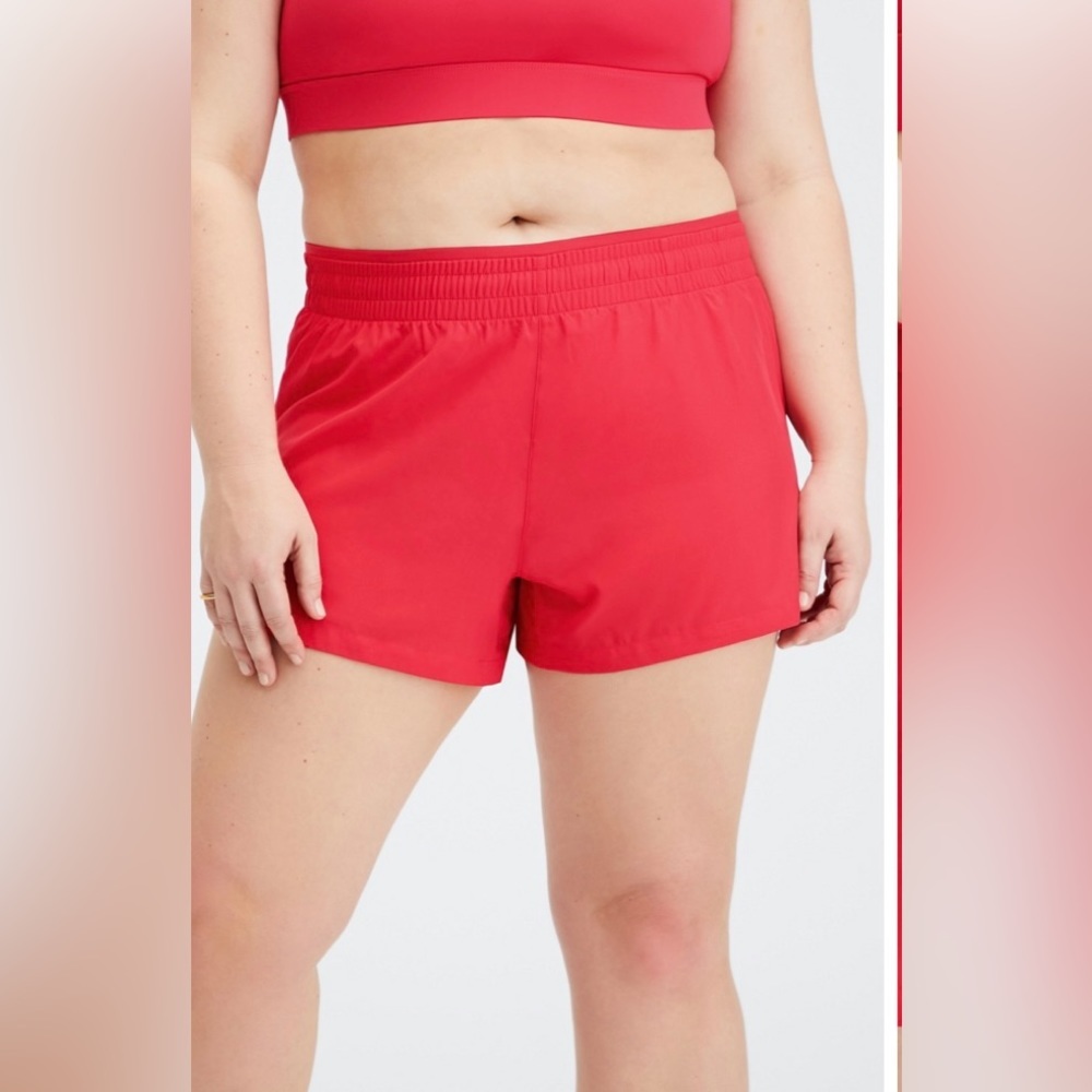 🔥Fabletics Breathe Run Short Lipstick Red Reflection Silver 🔥  NWOT